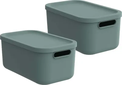 Produktbild von Albula Light 2er-Set Aufbewahrungsbox 12l, Farbe:Mistletoe green