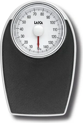 A close-up studio shot of a mechanical bathroom scale.