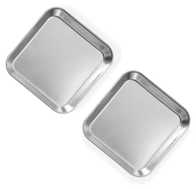 Obrázok produktu pre Sada dvoch servírovacích tanierov RVS, vhodné na jedlo, priemer 14,5 cm