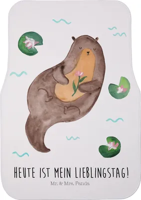 Produktbild von Mr. & Mrs. Panda Auto Fußmatte Otter Seerose - Weiß - Geschenk, Lieblingstag, Automatte, Autoteppich, Seeotter, Wasser, Fürs, Fluss, Schutzmatte