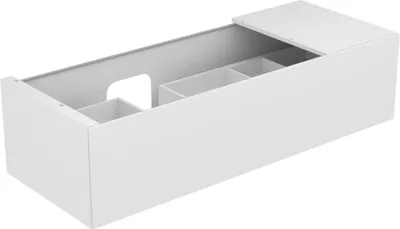Produktbild von Keuco Edition 11 Waschtischunterbau 1400 x 350 x 535 mm links (1055 mm Öffnung) mit 1 Auszug und Beleuchtung - Anthrazit Glas / Lack Matt - 31163110100