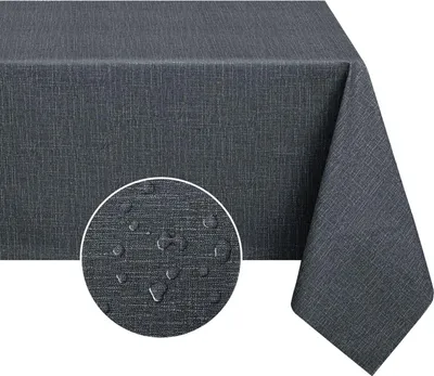 Produktbild von Romanstile Tischdecke Mittelpunkt 80x80 waschbar modern outdoor wetterbeständig Tischdecke aus Segeltuch 80 x 80 cm grau PVC wasserdicht Leinenlook kleine Tischdecke Dekoration für Gartentisch, Garten, draußen, Camping