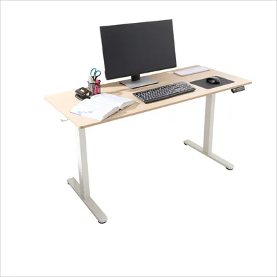 Produktbild von AREBOS Elektrisch höhenverstellbarer Schreibtisch 140x60 cm | Memory-Funktion, Beige
