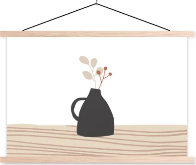 Produktbild von MuchoWow® Textilposter Sommer - Blume - Schwarz 60x40 cm mit holzfarbenen Rahmen - Bilder