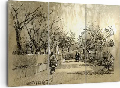 Produktbild von Bild auf Leinwand - Leinwandbild - Park Spaziergang Baum - 165x110cm - Wand Bild - Wanddeko - Leinwanddruck - Bilder - Kunstdruck - Wanddekoration - Leinwand bilder - Wandkunst - CE165x110-3758