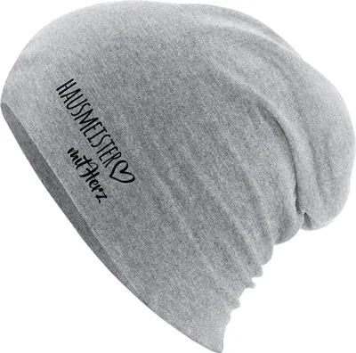 Produktbild von Huuraa Beanie Hausmeister mit Herz Heather Grey One Size Baumwolle und Elasthan Mütze Geschenkidee