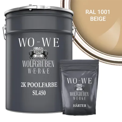 Produktbild von 2K Poolfarbe Poolbeschichtung Schwimmbadfarbe SL450 Beige wie RAL 1001 - 2,5Kg