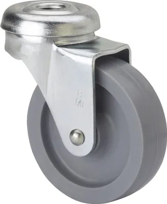 Produktbild von Schwenkrad mit Loch und glatter Achse, grau, max. Belastung 15 kg, ø 3 cm
