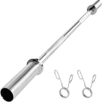 Obrázok produktu pre Tyč na činky - 120 cm olympijská tyč - Držiak kotúča 50 mm - Nosnosť 227 kg - Pochrómovaná - Rukoväť s vrúbkovaním - Na drepy, tlak na lavičke, mŕtvy ťah