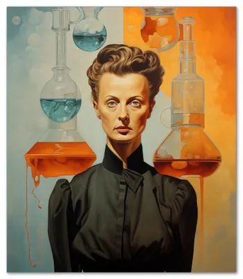 Produktbild von Wallario Herdabdeckplatte aus Glas, Größe 52 x 60 cm 1-teilig, Motiv Visionäre Chemikerin