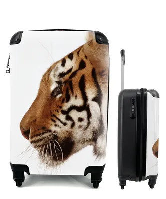 Produktbild von MuchoWow® Koffer Handgepäck Trolley Rollkoffer Kleine Reisekoffer mit 4 Rollen - Nahaufnahme eines Tigers - Cabin Size < 55x40x23 cm & 55x40x20 cm - Fotokoffer - Kabinenkoffer - Boardgepäck - Reise-Box - Reisekoffer - Reisegepäck - Koffer mit Bild - Trolley für Kinder