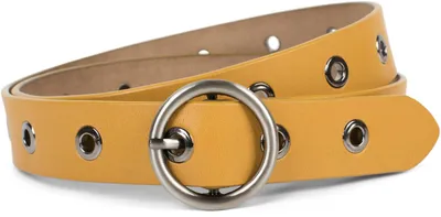 Produktbild von styleBREAKER Damen Leder Gürtel mit Nieten und glänzender Oberfläche, Echtleder, kürzbar 03010103