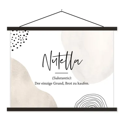 Produktbild von MuchoWow® Textilposter Sprichwörter - Nutella - Wörterbuch - Zitate - Nutella Definition 40x30 cm mit schwarzem Rahmen - Dekorationen