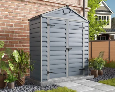 Produktbild von Palram Geräteschuppen SKYLIGHT grau/anthrazit + 2x Regal ca.184x217x90 cm BxHxT