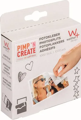 Image de Pastilles adhésives Walther pour photos, 1 000 pièces, 10 x 12 mm, blanches, distributeur en carton