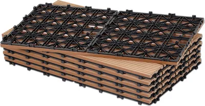 Zdjęcie produktu dla Jopassy 30 szt. WPC płytki patio płytki kliknij płytki podłogowe wygląd drewna tekowego 30x60cm