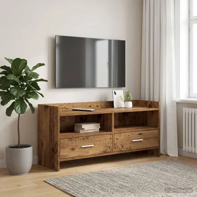 Obrázok produktu pre Maison Exclusive – TV skrinka, rozmer 100 x 33 x 47 cm, materiál: drevotrieska s povrchovou úpravou imitujúcou staré drevo