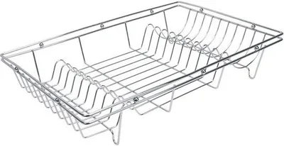 Immagine prodotto di Portaoggetti per stoviglie in acciaio inossidabile cromato, dimensioni 48x32x8 cm, con spazio per fino a 20 piatti grandi, ideale per essere posizionato sul piano di lavoro
