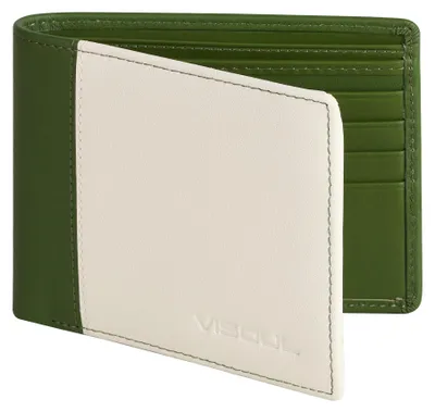 Imagen del producto de Cartera de cuero para hombre con bloqueo RFID y 9 compartimentos para tarjetas