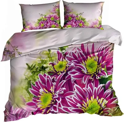 Produktbild von 3D-Bettwäsche aus Baumwollsatin 160 x 200 cm VIOLETTE BLUMEN