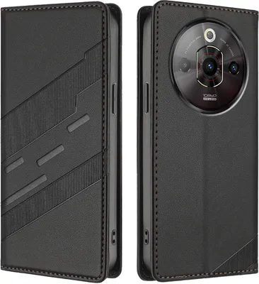 Produktbild von Hülle für ZTE Nubia Focus Pro 5G, Kunstleder Brieftaschen Handyhülle mit Kartenfach und Standfunktion Schwarz