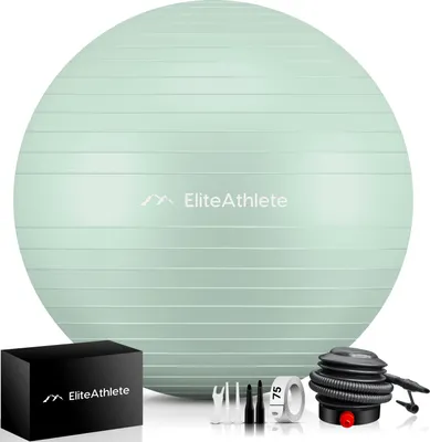 Produktbild von EliteAthlete® Gymnastikball Sitzball Büro ergonomisch mit Anti Burst System - Fitness Yoga Pilates Schwangerschaft - Schwangerschaftsball Fitnessball Yogaball - Yoga Ball inkl. Luftpumpe