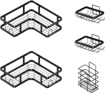 Productafbeelding van Verk 27419: Set van 5 zwarte wandplanken voor de badkamer