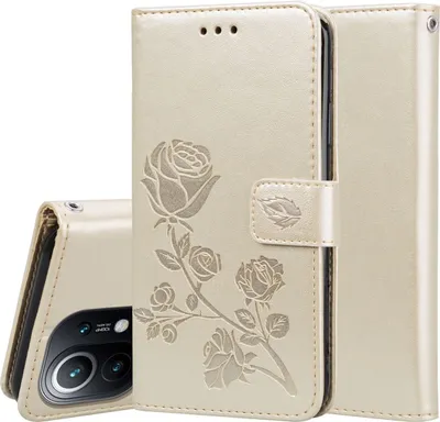 Produktbild von König Design Hülle kompatibel mit Xiaomi Mi 11 Lite Kunstleder Handyhülle - Handy Case Gold