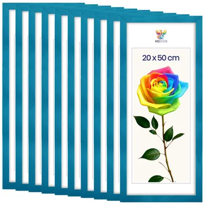 Produktbild von MG Design 10er Set Bilderrahmen Türkis 20x50 cm - Posterrahmen Echtholz mit Acrylglas, stabile Wandaufhängung, hoch/quer