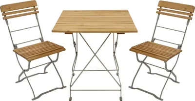 Produktbild von DEGAMO Bistroset Gartenset Biergartengarnitur MÜNCHEN 3-teilig, Flachstahl verzinkt + Holz Robinie, klappbar