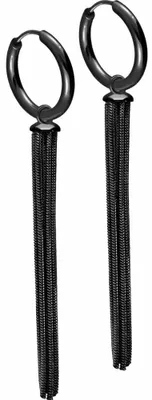 Produktbild von Chirurgenstahl Ohrclicker Creolen QUASTE Schwarz Innendurchmesser: 12mm + Designstärke: 1,6mm