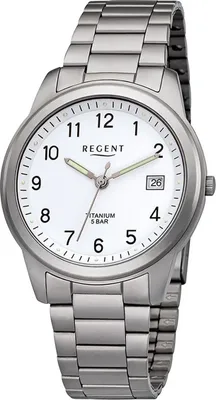 Produktbild von Regent Metall Herren Uhr F-208 Analog Armband-Uhr silber Titan-Uhr D2URF208