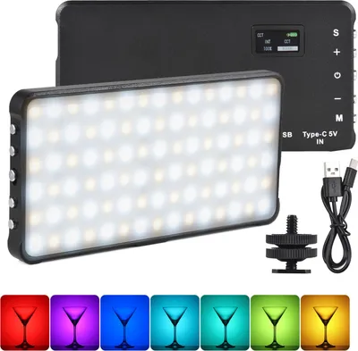 Zdjęcie produktu dla Panel oświetleniowy RGB, kieszonkowe oświetlenie wideo LED, 2800 KšC6800 K, możliwość ściemniania, 17 trybów sceny, zintegrowany akumulator z adapterem zimnej stopki do vlogowania, transmisji na żywo, wideokonferencji, oświetlenia, fotografii produktowej