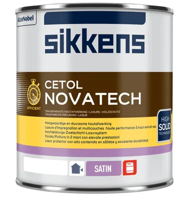 Produktbild von Sikkens Cetol Novatech High-Solid Alkydharz Dünnschicht-Holzschutzlasur für außen 5 L Seidenglänzend Farbton Wählbar, Farbe:Eiche hell 006