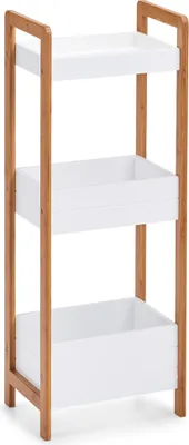 Image de Étagère de salle de bain Zeller, MDF/bambou, 28x20x74 cm, blanc/marron