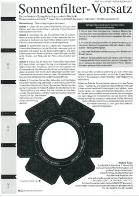 Produktbild von Sonnenfilter Vorsatz für das Newton Spiegelteleskop
