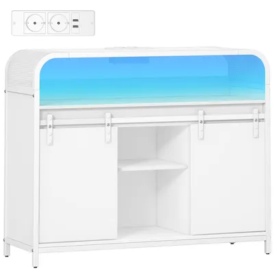 Immagine prodotto di Mobiletto da cucina - Credenza - Armadio contenitore - Mobiletto laterale - Armadio - Illuminazione a LED - Ripiani regolabili