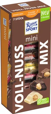 Image de Ritter Sport mini mélange plein de noisettes 7 pièces chocolat noisette 150g petites tablettes de chocolat