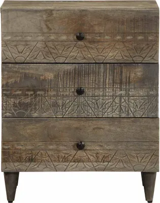 Produktbild von vidaXL Nachttisch Hellgrau 50x33x60 cm Massivholz Mango
