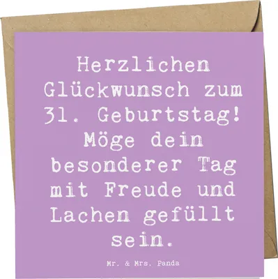 Produktbild von Mr. & Mrs. Panda Grußkarte Spruch 31. Geburtstag - Lavendeltraum - Geschenk, doppelkarte, feiern, Glückwunschkarte, Alter, faltkarte, Happy Birthday, besonderer Tag