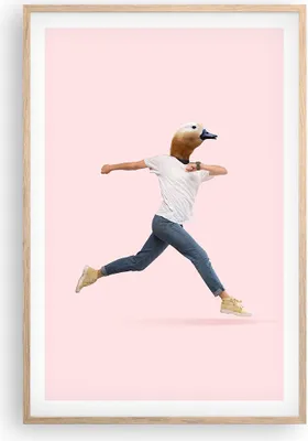 Produktbild von Gerahmtes Poster - Rahmen in heller Eiche - Anthropomorphisierung Mensch Ente - 61x91,5 cm - Wand Bild - Wanddeko - Wandbilder - Kunstposter - Wandposter - Bilderrahmen - Bilder - P2NPA61x91-4597
