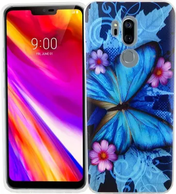 Produktbild von LG G7 Handy Hülle Schutz-Case Cover Bumper Schmetterling Blau