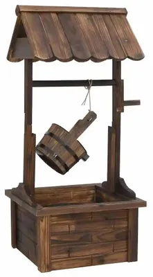 Zdjęcie produktu dla Dekoracyjny fontanna życzeń - fontanna ogrodowa z pompą - materiał: tkanina - wymiary: 57x50x112 cm - kolor: oliwkowy