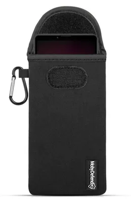 Produktbild von MobyDefend Hülle für Sony Xperia 10 IV - Neopren Handytasche mit Karabiner für die Gürtelschlaufe - Schwarz