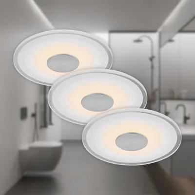 Image de Spot LED encastrable Lampe encastrable Lampe de salle de bain Lot de 3 6 W   12 cm IP44 blanc Briloner