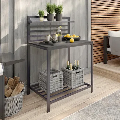 Produktbild von home24 Gartenküchentisch - Aluminium / Kunststoff - Schwarz