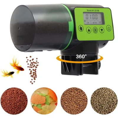 Produktbild von Automatischer Fischfutterautomat – Wiederaufladbarer Timer-Fischfutterautomat mit USB-Ladekabel, Fischfutterspender für Aquarium oder Fischbecken