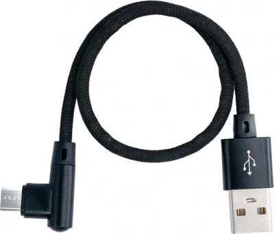 Produktbild von SYSTEM-S USB 2.0 Kabel 25cm Micro B Stecker zu 2.0 A Stecker Winkel geflochten in Schwarz