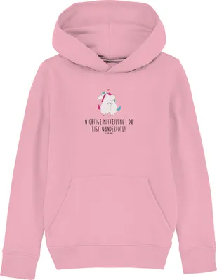 Produktbild von Mr. & Mrs. Panda Kinderpullover Einhorn Mitteilung 5-6 Jahre (110/116) - Baumwolle Pink - Geschenk, Spruch, Valentinstag, Pullover, Einhörner, Sweater, Kapuzenpullover