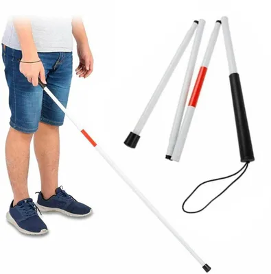 Zdjęcie produktu dla Laska do chodzenia składana - Aluminium - Ciemnobrązowa - 124 cm - Z odblaskową folią